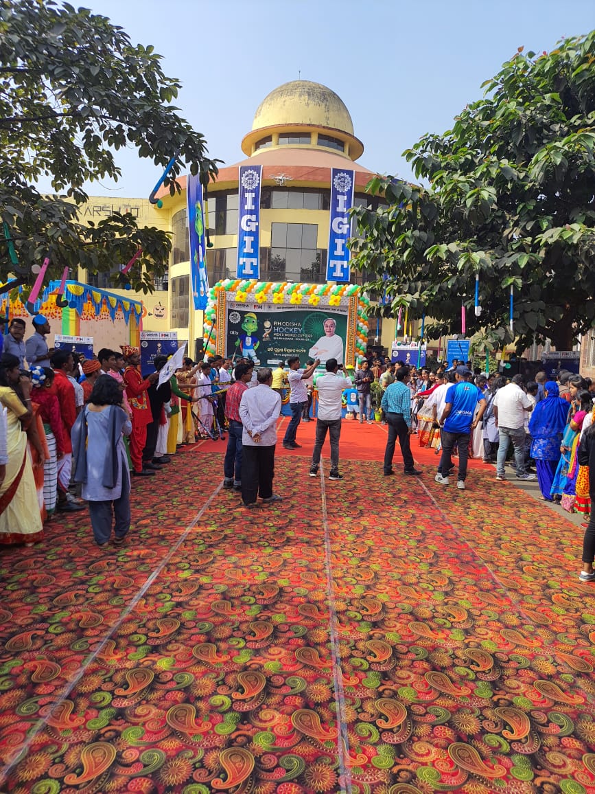 During Welcome celebration of FIH World Championship Trophy Today at IGIT Sarang to be played at Bhubaneswar and Rourkela from 13th January 2023.