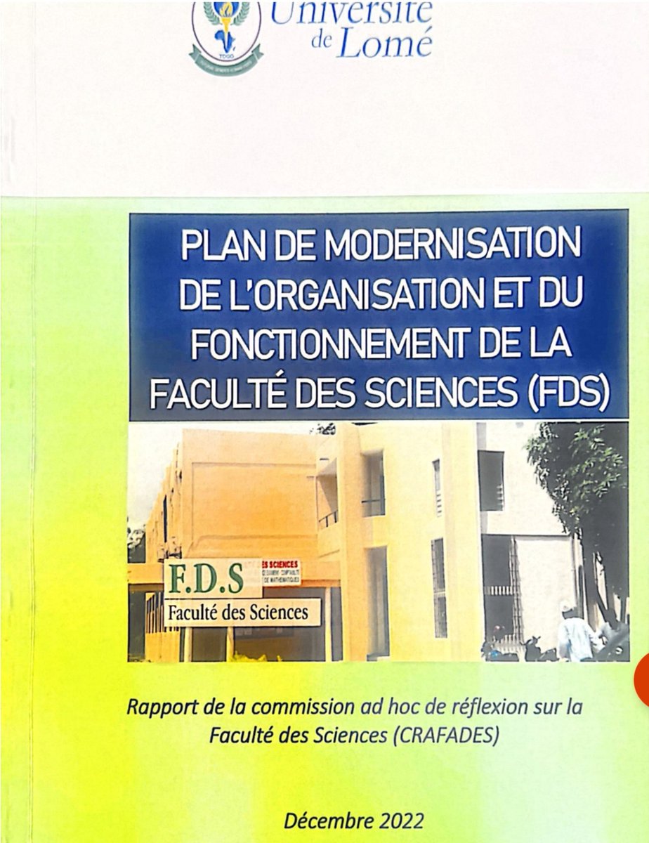 dodzikokoroko's tweet photo. 5 innovations
1. La Faculté des sciences (FDS) devient  la Faculté des #sciences et #techniques (#FST) pour intégrer la dimension #technologies et applications aux enseignements théoriques et pratiques. https://t.co/gQYuHbGcz8