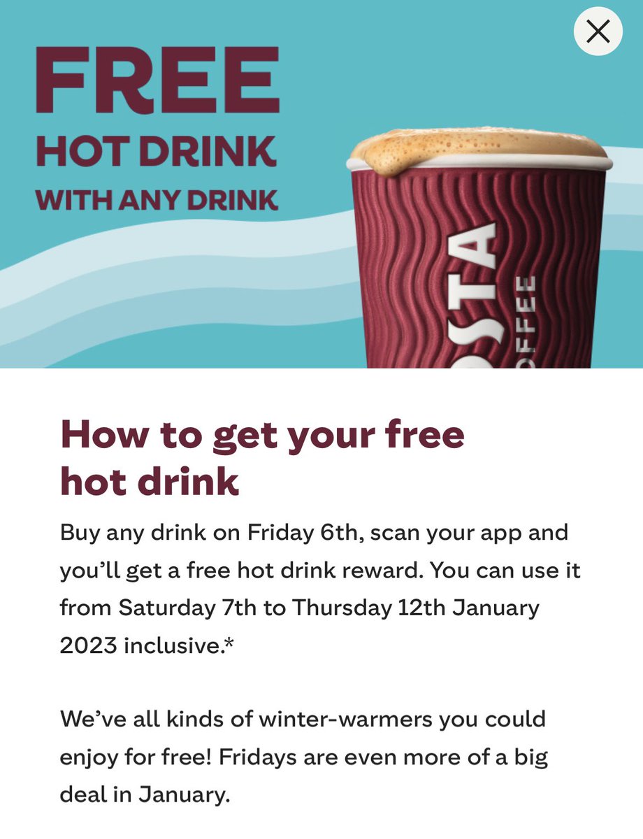 fullymoney's tweet photo. @CostaCoffee have a fab free coffee ☕️ with any other drink purchase offer on today. See below for details. Offer only available when using their app. If you don’t have the app, you can join using the following link https://t.co/OdJbHt52cw https://t.co/bk3ASEVPSF