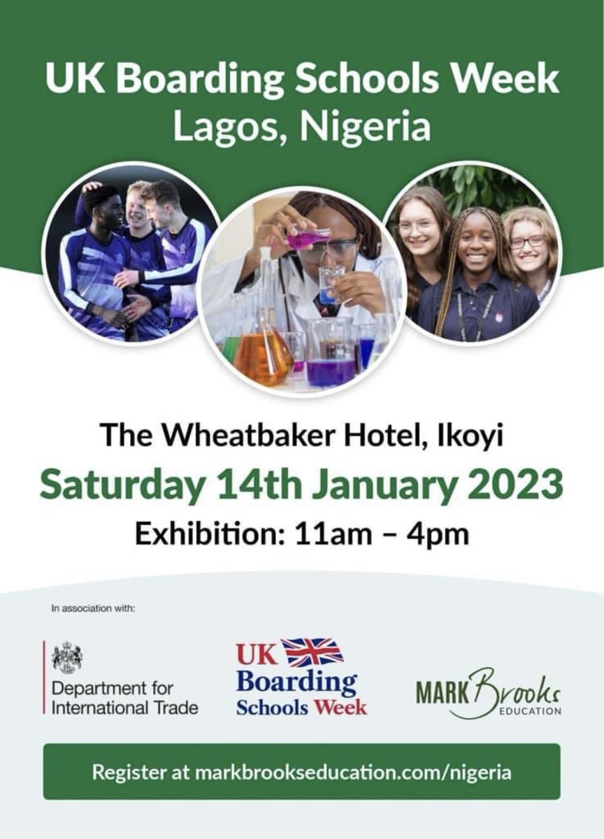 We are looking forward to meeting prospective families during the UK Boarding Schools Week exhibition in #Nigeria. Haberdashers’ Monmouth Schools will be at The Wheatbaker Hotel in Ikoyi, #Lagos, on Saturday 14th January 2023 between 11am and 4pm. #UKBoardingSchoolsWeek