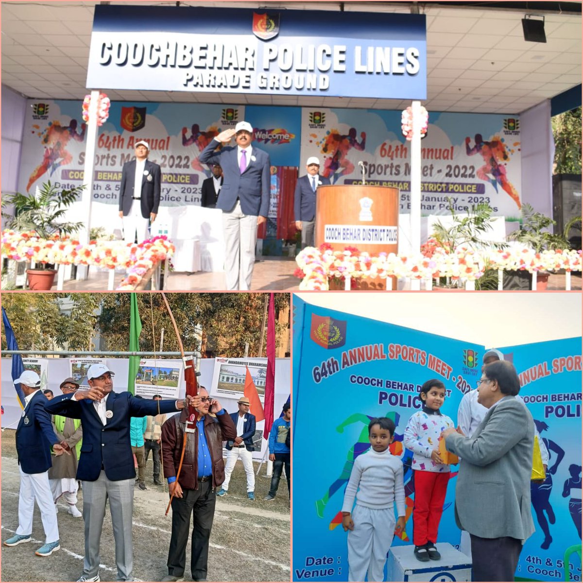 CBR_Police's tweet photo. The 64th  Annual Sports Meet of Cooch Behar Police 2022 was organised on 4th &amp; 5th January 2023, at Coochbehar Police Lines' Ground, with great zeal and enthusiasm. 
#Coochbehar_police 
#64thAnnualSports #wbpd https://t.co/EPIM3F7Hxg