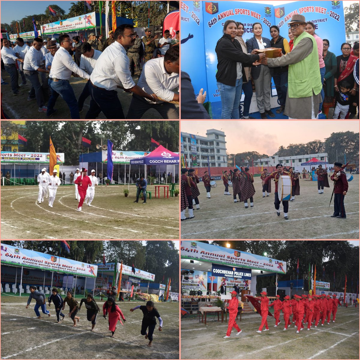 CBR_Police's tweet photo. The 64th  Annual Sports Meet of Cooch Behar Police 2022 was organised on 4th &amp; 5th January 2023, at Coochbehar Police Lines' Ground, with great zeal and enthusiasm. 
#Coochbehar_police 
#64thAnnualSports #wbpd https://t.co/EPIM3F7Hxg
