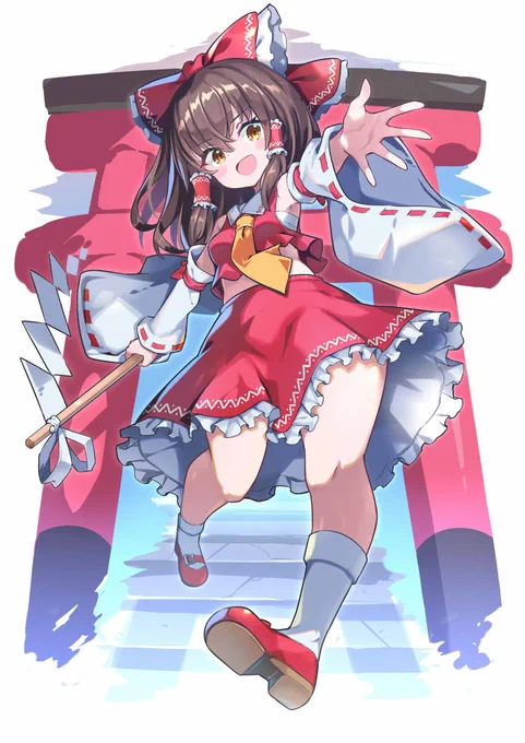 今年の初描きは霊夢ちゃん紅白カラーの色合いが縁起良さそうです#1月6日は霊夢の日 