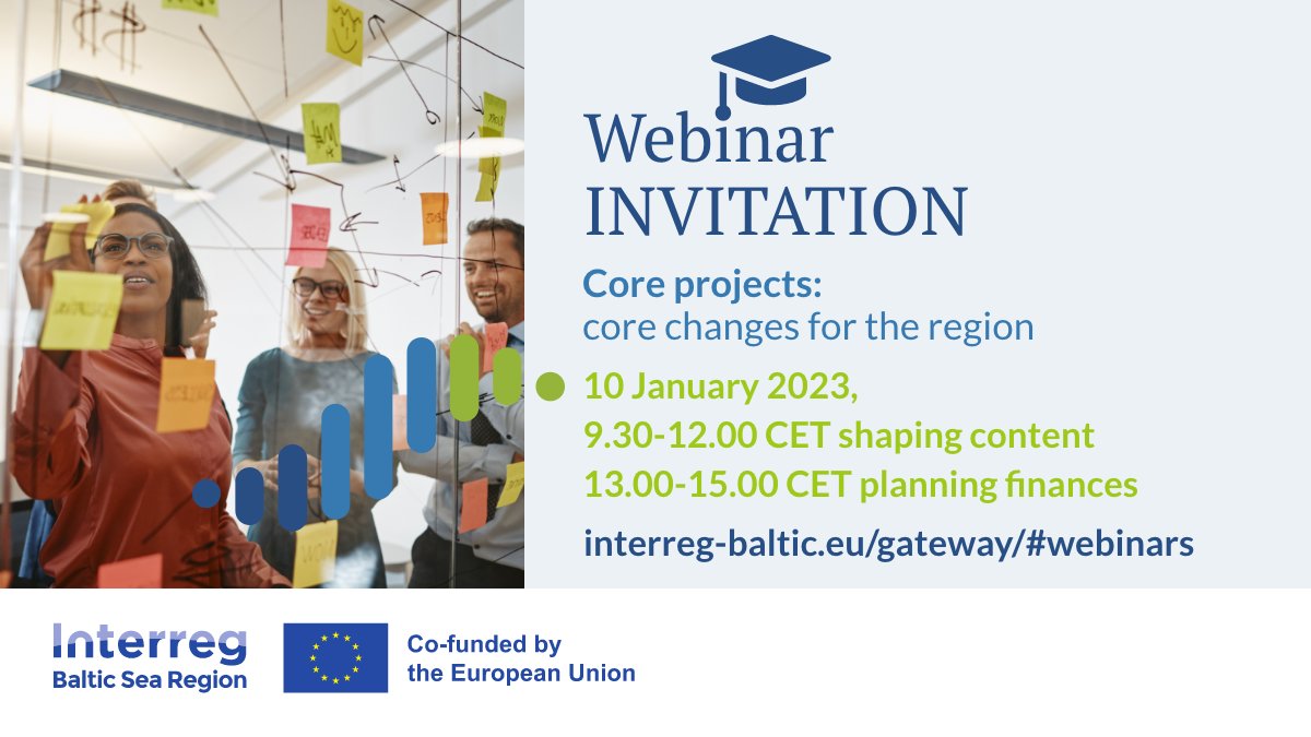 InterregBSR's tweet photo. Everything you need to know to build a great #coreproject you will find out during our #InterregBSR webinar on 10 January!
Hurry up and secure your place by registering here https://t.co/kU1tv8FTQC https://t.co/9ubat0yybz