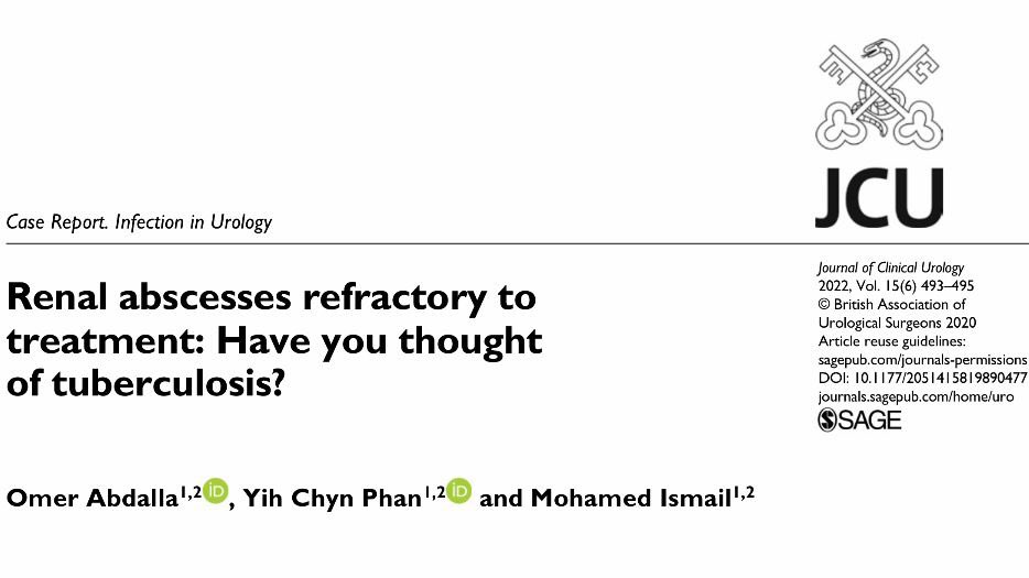 JCUrology's tweet photo. 🚨Renal abscesses refractory to treatment: Have you thought of tuberculosis? 🚨 
@Omer_uro1 @yihchynphan @PHU_NHS @LivHospitals 
👉🏼 https://t.co/VGzQE6wKhL https://t.co/ywntmmUObY