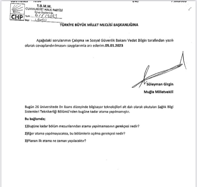 Bugün 26 Üniversitede ön lisans düzeyinde bilgisayar teknolojileri alt dalı olarak okutulan Sağlık Bilgi Sistemleri Teknikerliği Bölümü’nden bugüne kadar atama yapılmamıştır.Eğer atama yapılmayacaksa,bu bölümlerin açılma gerekçesi nedir?
<a href="/drfahrettinkoca/">Dr. Fahrettin Koca</a> 
#sbst