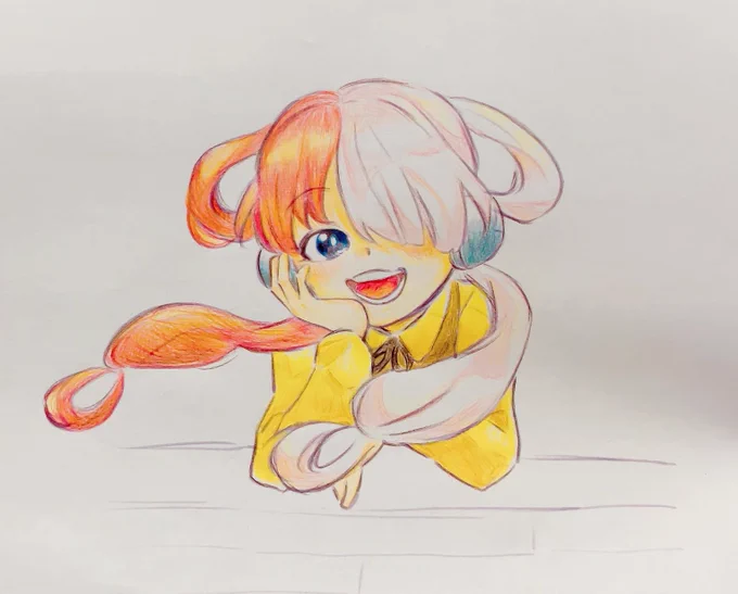 線画配ってたら妹がこれ塗りたいって言ったから昨日印刷して上げたの仕事から帰ったら色鉛筆で塗ったの見せてくれた。 