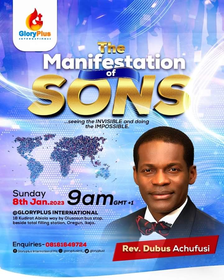 Gloryplusl's tweet photo. Join us this Sunday by 9am as our Lead Pastor Rev Dubus Achufusi brings more exposition on the MANIFESTATION OF SONS series. 

You can connect online with us via Mixlr.
Click the link below👇
https://t.co/twhEXWuoQq

#SundayServiceInvite
#January2023 
#ManifestationOfSons https://t.co/tDygA6Yk7F