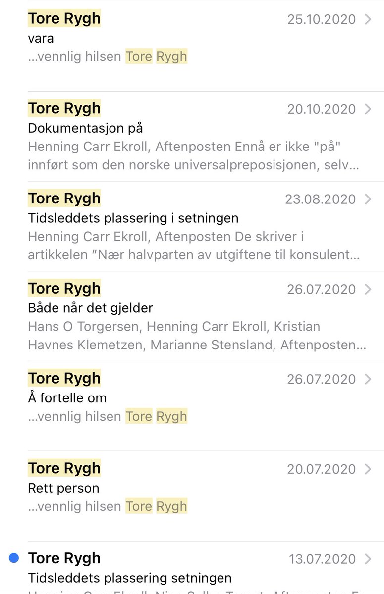 HCEkroll's tweet photo. Tore Rygh sendte tusenvis av e-poster om språkfeil til norske journalister og gjorde oss mer bevisste på det vi skrev. Nå har han sendt sin siste korreks. Både avislesere og journalister bør være takknemlige for hans massive engasjement for norsk mediespråk. https://t.co/dJG6eFAEb7