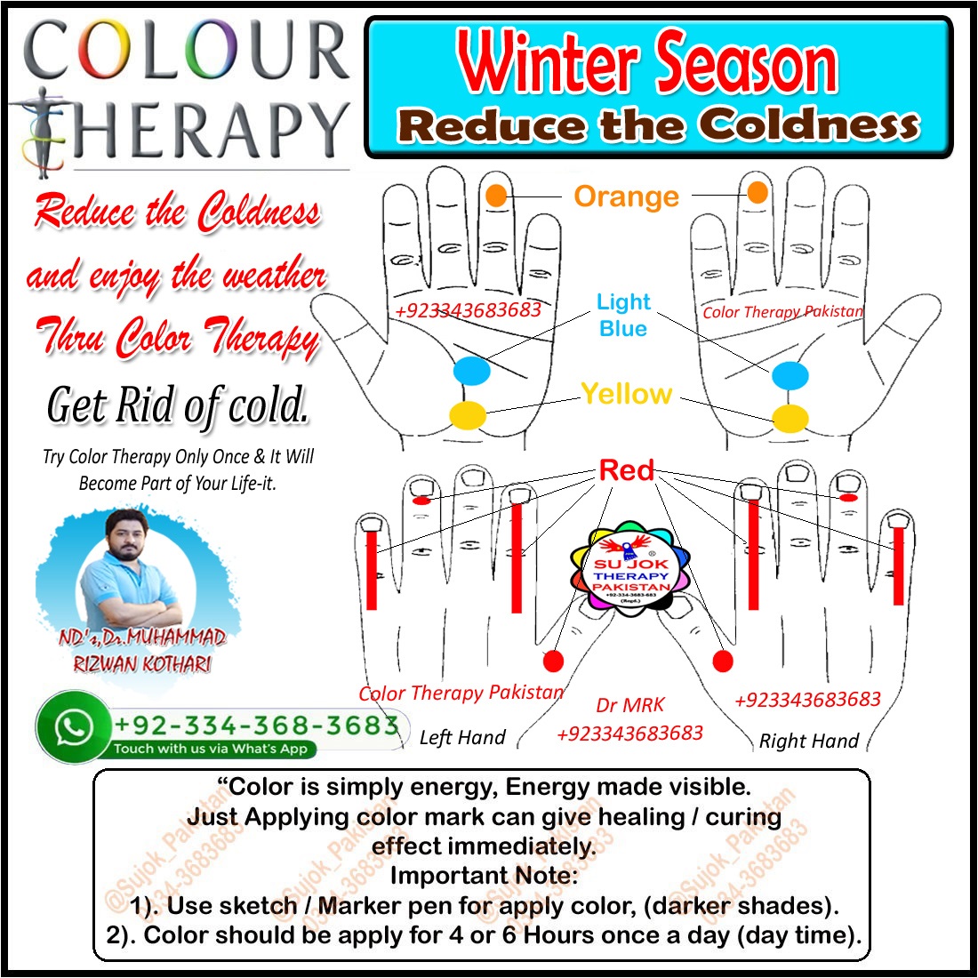 SuJok_Pakistan's tweet photo. #sujokpakistan #sujoktherapypakistan #colortherapy #winter 
#coldness #cold #flu #enjoy #hot #weather #winterseason

Color Therapy Karachi,Pakistan
+92-334-3683683
Get Rid of cold.
Apply these colors point daily and keep it 8 hours, your Reduce the Coldness. https://t.co/UR8n9b8cfK