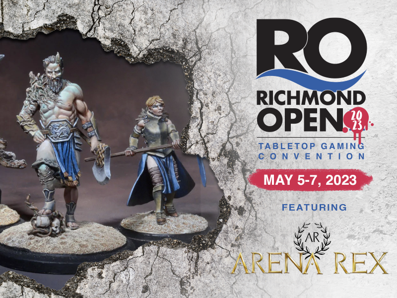 RichmondOpenCon's tweet photo. Come join us at the Richmond Open Tabletop Gaming Convention this May to play Arena Rex! This fast-paced tabletop game will have you on the edge of your seat as you strategize and battle your way to victory. #ArenaRex https://t.co/YKpHmkKwyC