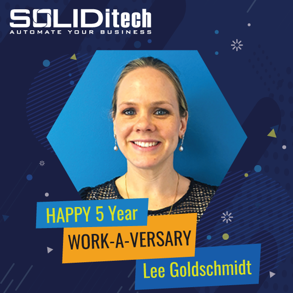 soliditech's tweet image. A massive congrats to our very own Lee Goldschmidt on her 5 year work-a-versary at SOLID. Thank you for all your hard work and dedication - we couldn't do this without you :)  #SoftwareLife #SOLIDitech