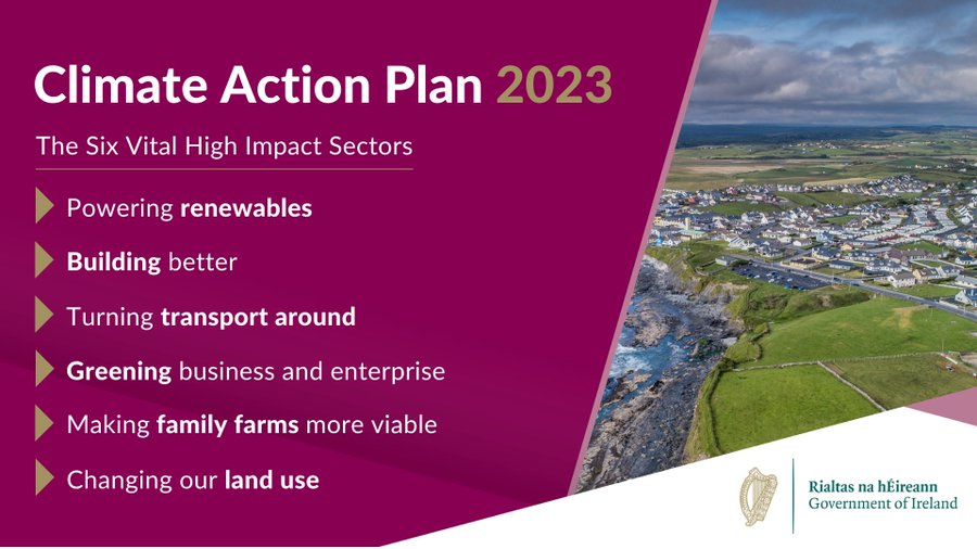 The recently launched Climate Action Plan 2023 identifies The Six Vital High Impact Sectors and outlines actions across every sector to halve emissions by 2030 and reach net zero by 2050. #CAP23