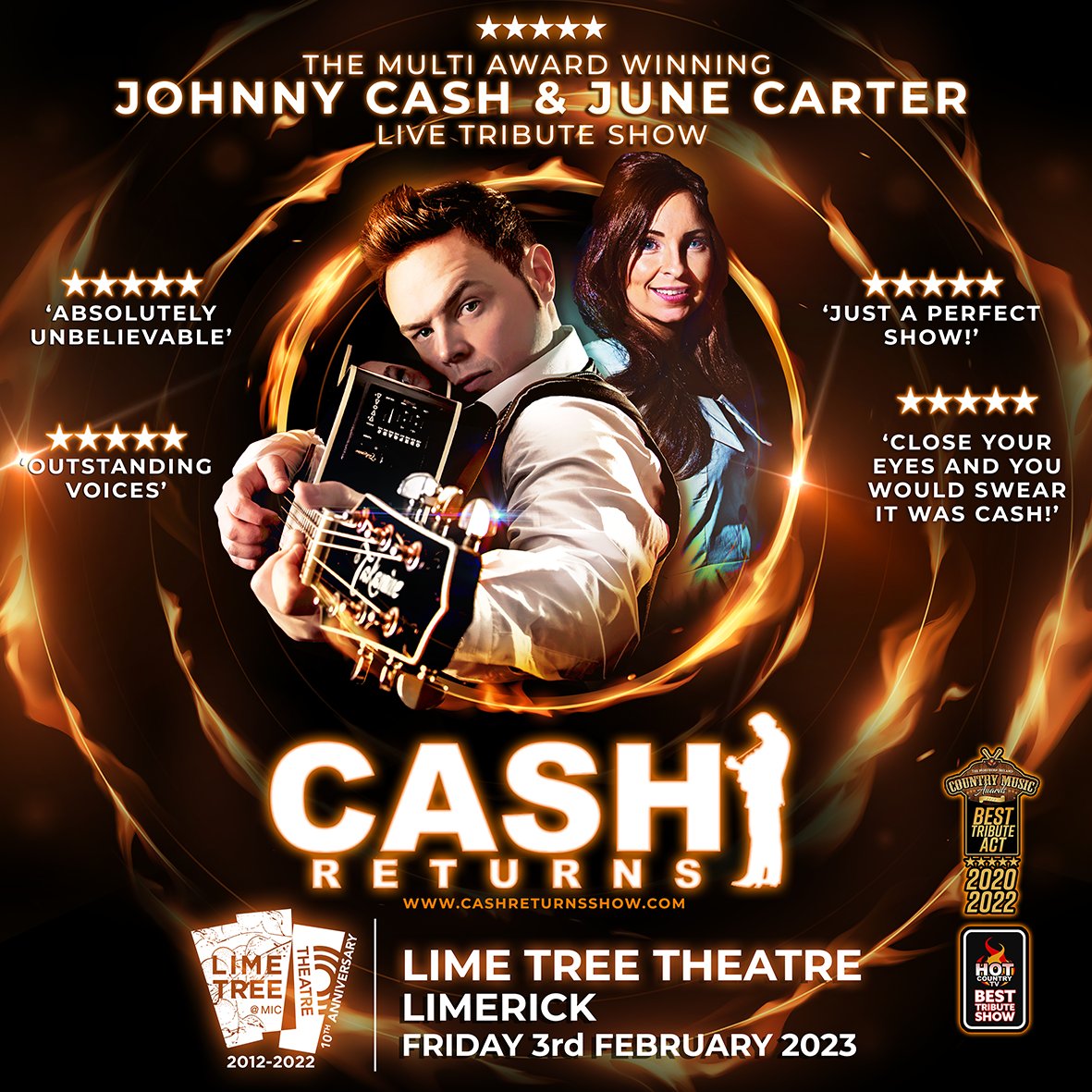 LimeTreeTheatre's tweet photo. #CashReturns | Fri 3rd Feb

Stomp your feet &amp; sing along to, ‘A Boy Named Sue’, ‘Jackson’, 'Ring of Fire’ &amp; many more when you come to hear the very best tribute around to Johnny &amp; June!

Get your tickets now!
🎟 https://t.co/jNvszijoK3

#Music #JohnnyCash #Tribute #Limerick https://t.co/Uay8DFrbhv