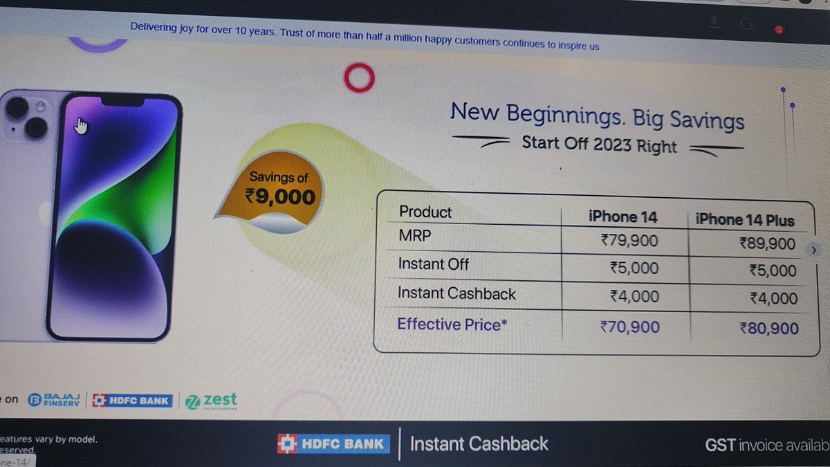 sood_ashutosh's tweet photo. @Apple @AppleSupport i purchased iphone 14 for 79900 on 26th December 2022 kindly issue price reduction difference to me asnper apple policy if their is price reduction within 14 days of purchase i can claim the price reduction difference... https://t.co/WGljRnCFNo