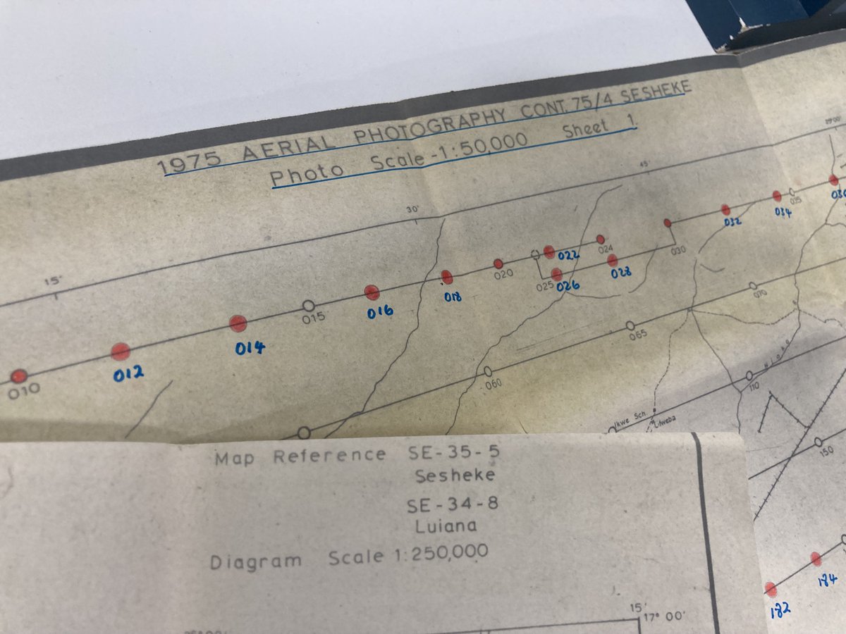 AerialSheila's tweet photo. It's not every day we find the original plots still inside the print boxes - these are from a 1975 survey of Zambia by Geosurvey International Ltd for the Directorate of Overseas Surveys.
#aerialphotography #dosproject #mapping #directorateofoverseassurveys #Zambia #geosurvey https://t.co/R5BC5p5Nt9