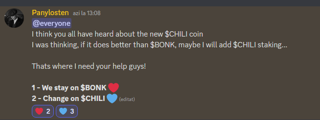 Possibly changing on $CHILI??? Make sure to join discord and vote!! #chili #BONK #SolanaAirdrop #SolanaNFT #SolanaNFTproject