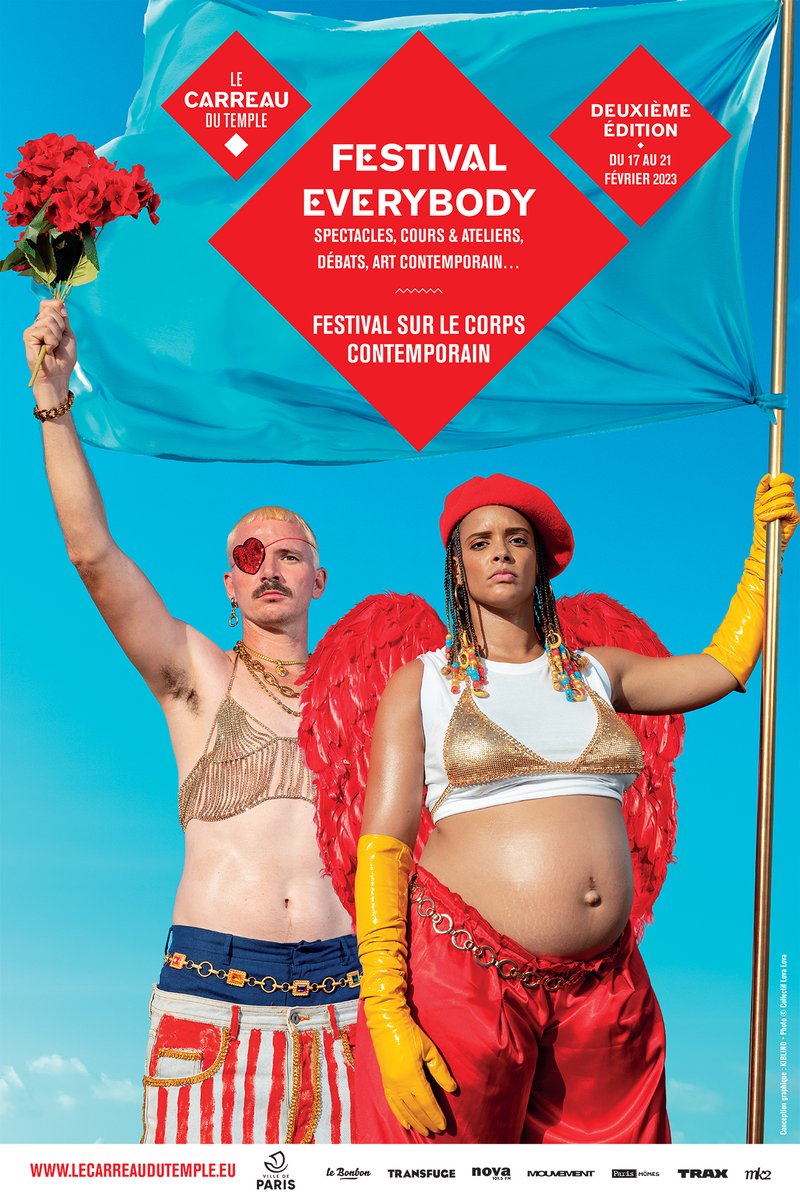CarreauDuTemple's tweet photo. ✨ Découvrez l'affiche officielle du Festival Everybody, la 2e édition sur le #corps contemporain. Au programme : spectacles, battle waacking, cours, ateliers, art contemporain, rencontres... #festivaleverybody
📆 Vendredi 17 au mardi 21 février
▶️ Infos : https://t.co/Js78TsGlXP https://t.co/V4P03p7cAh