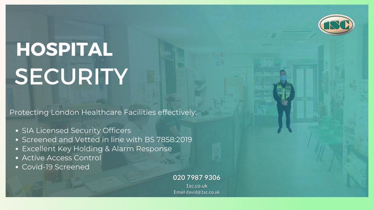 1SCGuarding_Ltd's tweet photo. We provide Hospital Security and bespoke support solutions that ensure your staff, patients and visitors are always safe at your London healthcare facility.

To find out more on how we can help protect your  premises call 020 7987 9306 or please visit  https://t.co/q49dWUR5oE https://t.co/DU1Dk0cxhJ