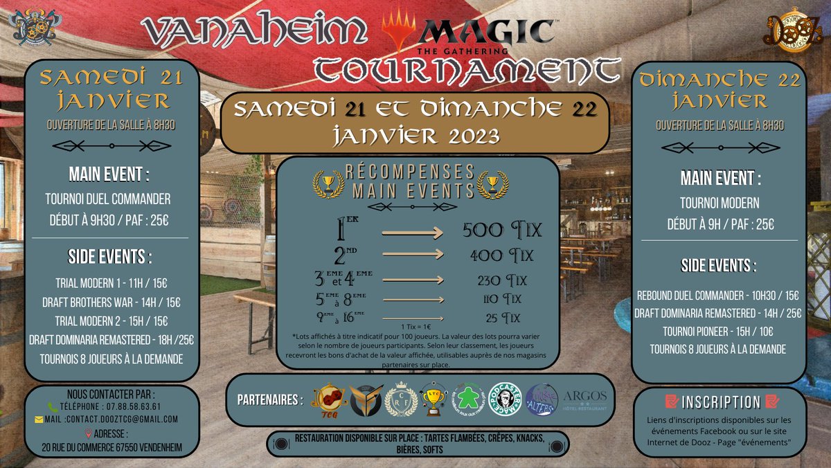 dooztcg's tweet photo. La première édition du Vanaheim Magic Tournament, aura lieu le 21 et 22 janvier ! 

Au programme, 9 tournois et un main event au format Duel Commander le samedi qui est un Open Qualifier pour le @MtgPrime ! 

#mtgfrance
#MTG 
#MagicTheGathering 
#magicthegatheringfrance https://t.co/7UsxfTG04m