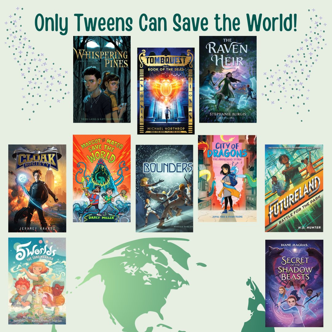 Only #MGLit tweens can save the world! What books can you add to these by @KTBartkowski and @HiDLang @MDNorthrop @StephanieBurgis @JerameyKraatz @DarcyAMiller @MonicaTesler @jaimalyogis @hd_tsd @marksiegelbooks & @dianemagras?