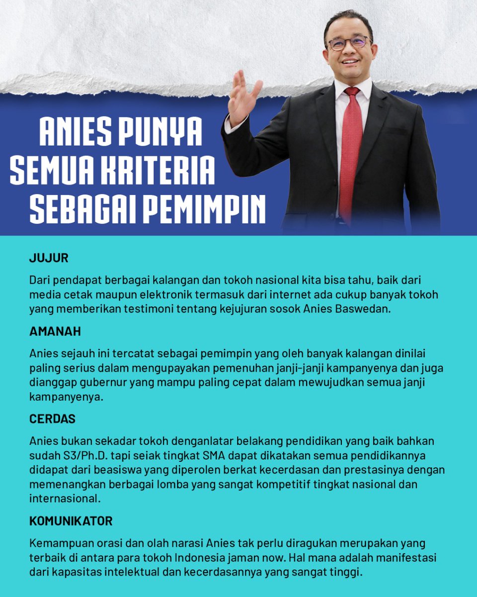 jeejenny18's tweet photo. Pak Anies sudah sangat cocok jd pemimpin indinesia kreterinya sudah pas👍 @aniesbaswedan @NasDem #Na5dem #NasdemNomer5 #ItsTime https://t.co/5XLYNiF5Q1