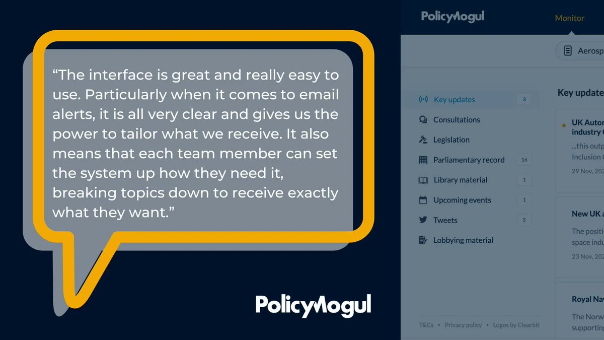 PolicyMogul's tweet image. FRIDAY FAVOURITE! - Each week, we share a user&apos;s favourite thing about PolicyMogul. Discover which part of the platform is your favourite with a free two-week trial at buff.ly/3vIFyJf
#UKPolitics #PublicAffairs #PoliticalMonitoring