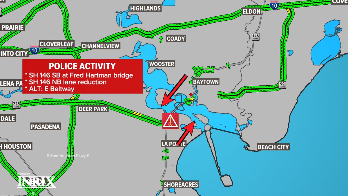 JenReynaTV's tweet photo. Do you depend on the Fred Hartman bridge for your drive?? Heads up. #latestinfo @KHOU https://t.co/mi3fwDjOy7