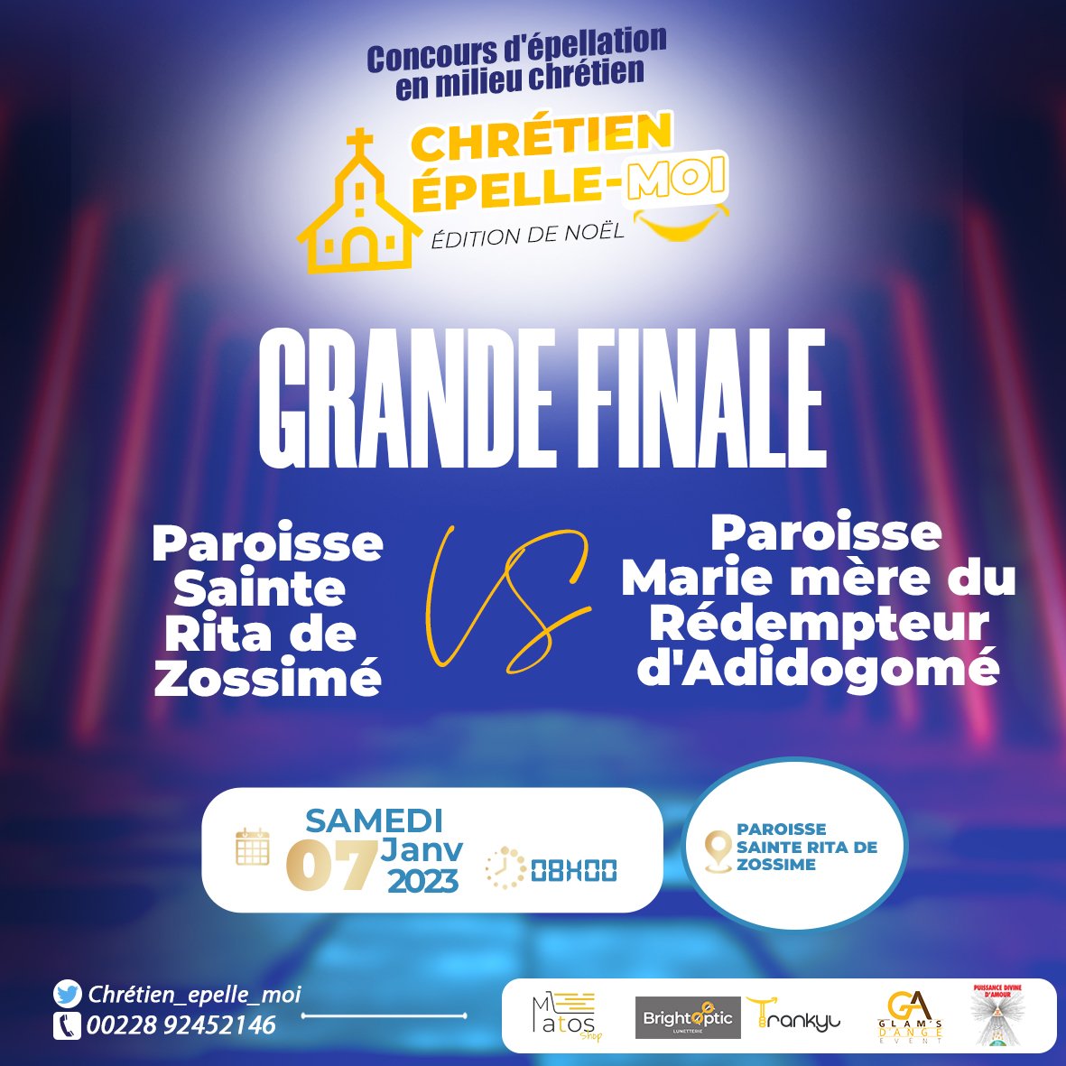 MoiChretien's tweet photo. C'est partie pour la grande finale de la compétition ! Rendez-vous sur la paroisse catholique sainte Rita de Zossimé.
A très bientôt
#tgtwittos #concours #epellation https://t.co/T6Wfo9a7dx