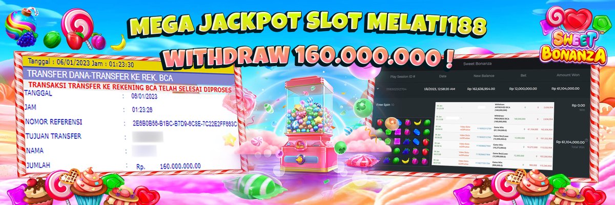 melatibet's tweet photo. MEGA JACKPOT SLOT BERSAMA MELATI188 - 160 JUTA !!!

ID : PA*******H
WD : 160 JUTA
GAME : Sweet Bonanza - Pragmatic

LINK : https://t.co/YcE6EuwDiy

#pragmatic #slotgacor #maxwin #gacor #kakekzeus #slotindonesia #sweetbonanza #sweetbonanzaxmas #sweetbonanzaslot #sweetbonanzagacor https://t.co/8X18v1JsaF