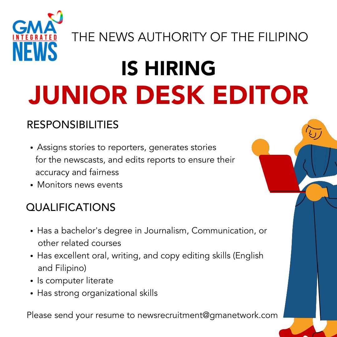 GMA Integrated News on Twitter "JOB ALERT WE'RE LOOKING FOR A JUNIOR