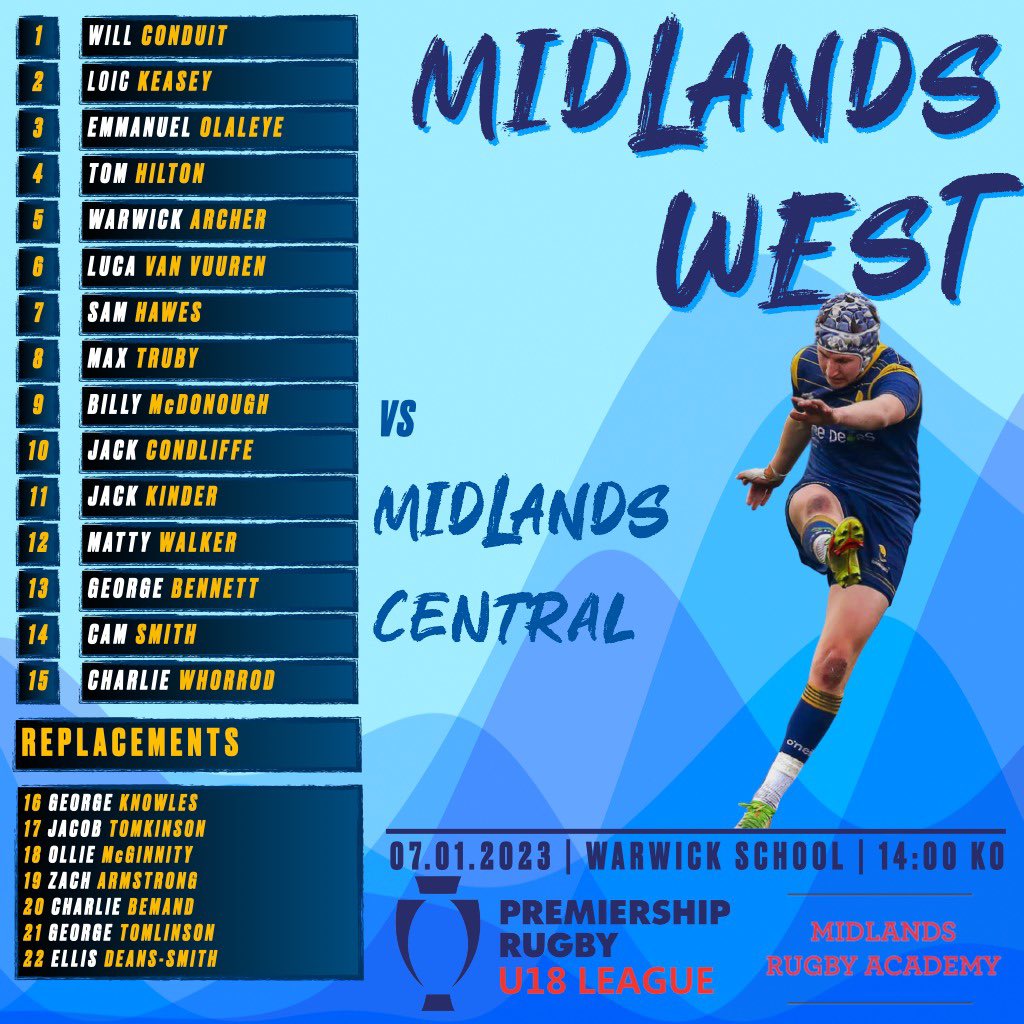 🚨TEAM ANNOUNCEMENT🚨 

The U18s Academy League is back! 

With the first game being a competition within the Midlands Academy - Midlands Central vs Midlands West! 

🏟️Warwick School 
⏰14:00pm