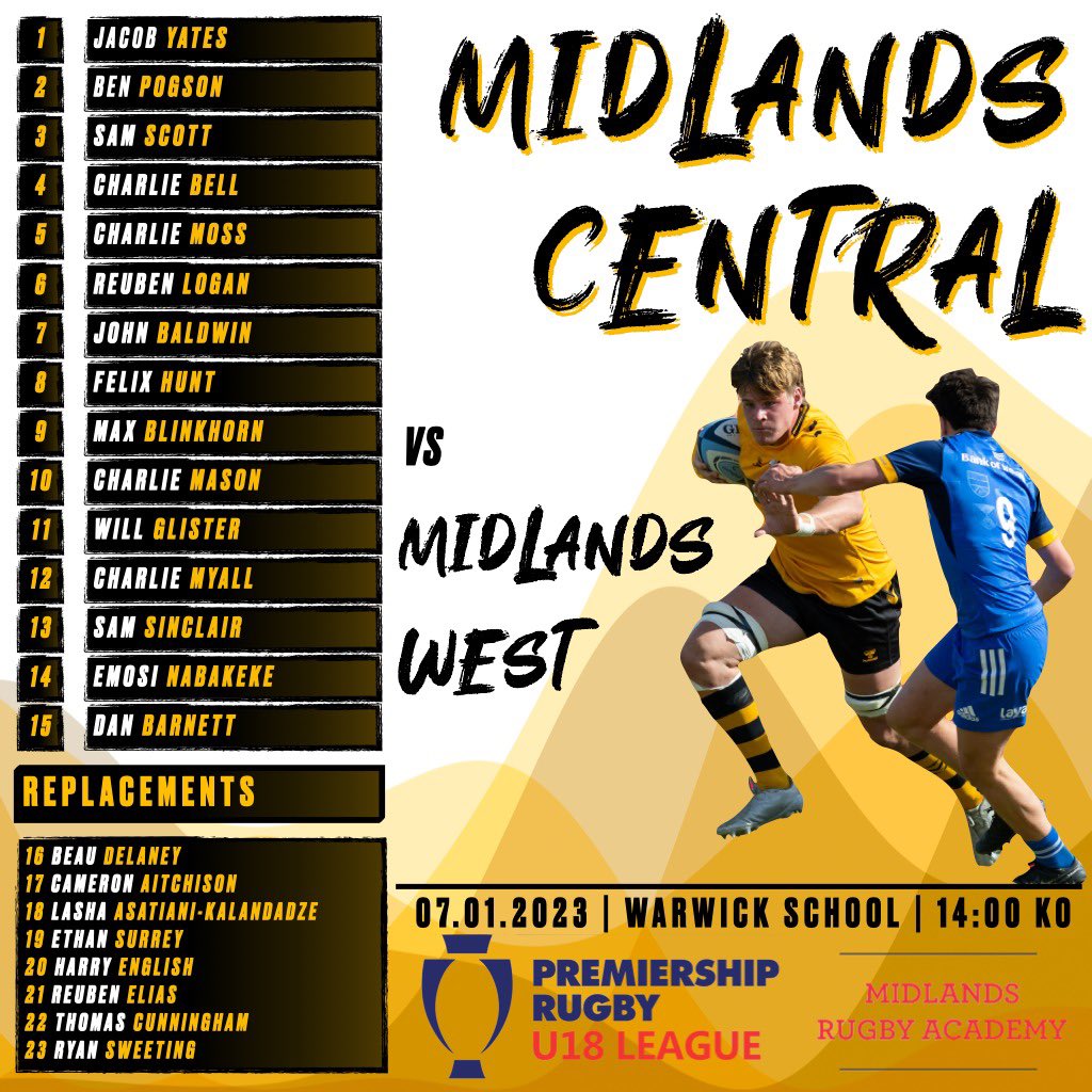 midsrugbyacad's tweet photo. 🚨TEAM ANNOUNCEMENT🚨 

The U18s Academy League is back! 

With the first game being a competition within the Midlands Academy - Midlands Central vs Midlands West! 

🏟️Warwick School 
⏰14:00pm https://t.co/4QqRzKv9Co