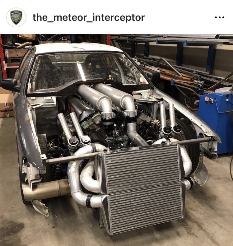 Joe_Hallenbeck's tweet photo. So I just discovered the Meteor Interceptor. 

A Ford Crown Vic with a 27L Twin Turbo Rolls Royce V12 Tank engine. 

About 2500 bhp apparently. 

https://t.co/0q5eNZIwZu

https://t.co/592GwMY76V

You’re welcome. https://t.co/YOhuN058yS