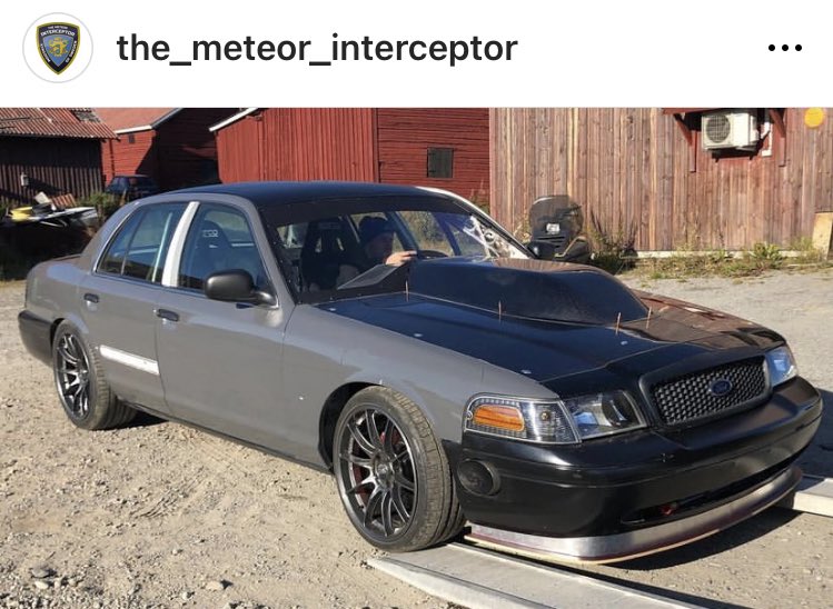 Joe_Hallenbeck's tweet photo. So I just discovered the Meteor Interceptor. 

A Ford Crown Vic with a 27L Twin Turbo Rolls Royce V12 Tank engine. 

About 2500 bhp apparently. 

https://t.co/0q5eNZIwZu

https://t.co/592GwMY76V

You’re welcome. https://t.co/YOhuN058yS