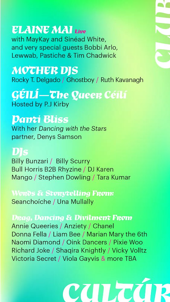 On March 16 In collaboration with @stpatricksfestival we are delighted to present a very special night of music, queer performance and art in the celebration of Irish LGBTQ+ club culture and the transformative power of the dance floor. Tickets on sale now: bit.ly/3vLt0RA