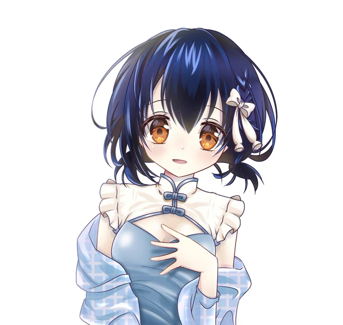 なんか髪が青すぎたので黒足し(。ᴗ)꜆#お絵描き #イラスト 