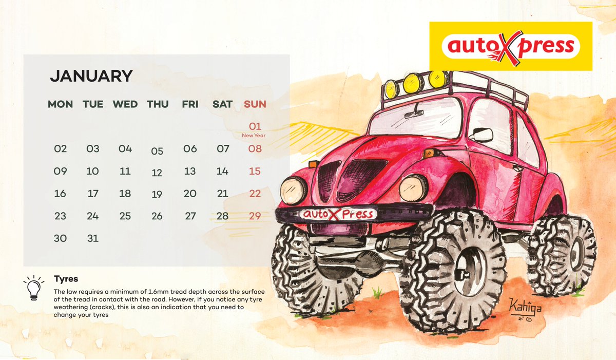 KahigaMuchiri's tweet photo. I recently finished an enjoyable and fascinating project: a watercolor desk calendar for @AutoxpressKenya . I loved the chance to mix my passion for cars with my artistic abilities as a car lover. https://t.co/z3eVELigtk