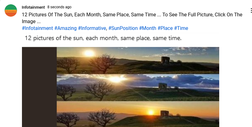 Infotainment357's tweet photo. 12 Pictures Of The Sun, Each Month, Same Place, Same Time ... To See The Full Picture, Click The Link ... 

https://t.co/LtoWn20LYM

#Infotainment #Amazing #Informative, #SunPosition #Month #Place #Time https://t.co/6LQxpWzT9M