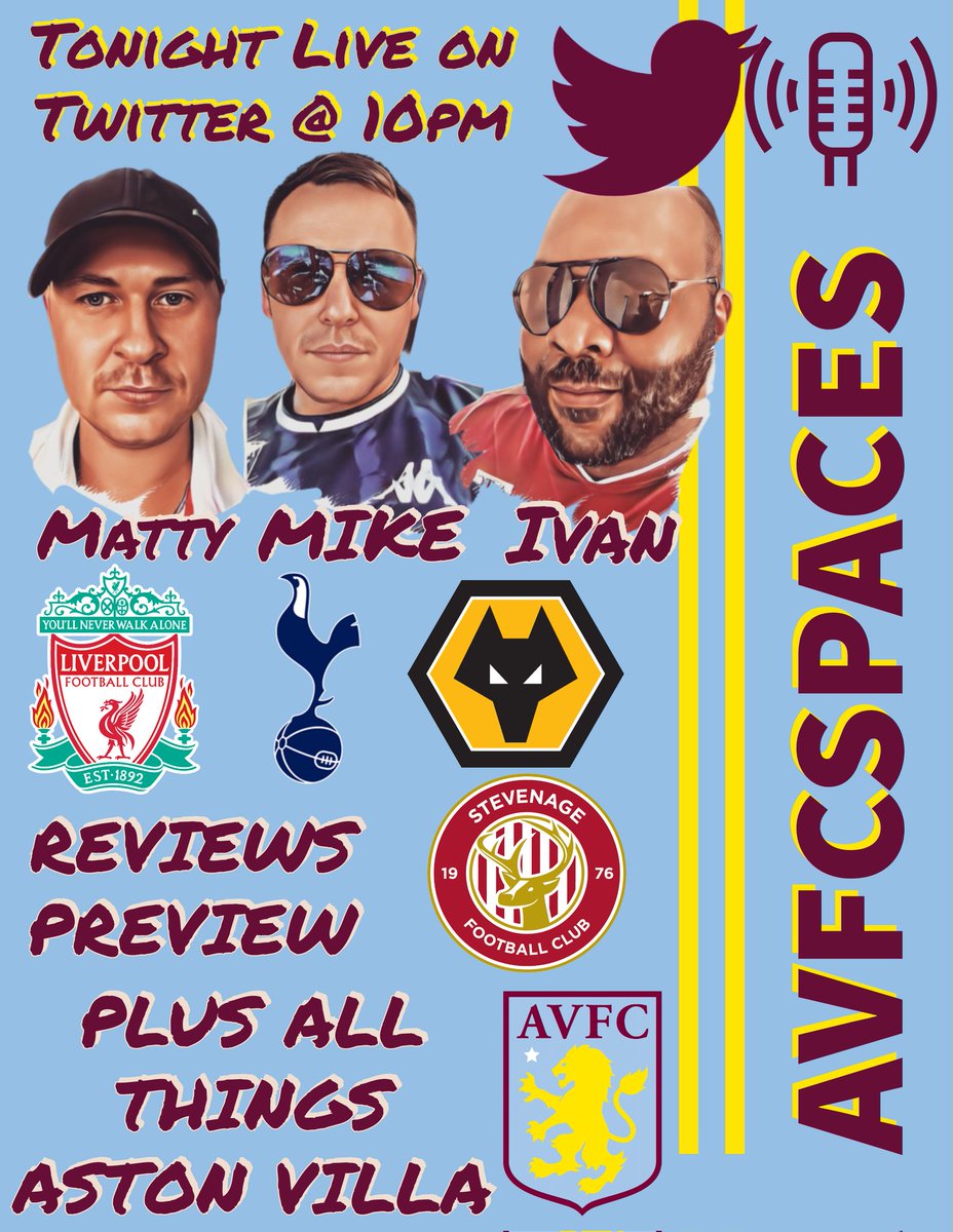 ALife1874's tweet photo. #AVFCSPACES is back tonight! It's been too long Villans! ๐ There is lot's to talk about. Join me, @iamivank & @cur62581122 live at 10pm ๐๐
#UTV #AstonVilla #AVFC #FridayVibes #FridayFeeling https://t.co/2cdYiXqG1x