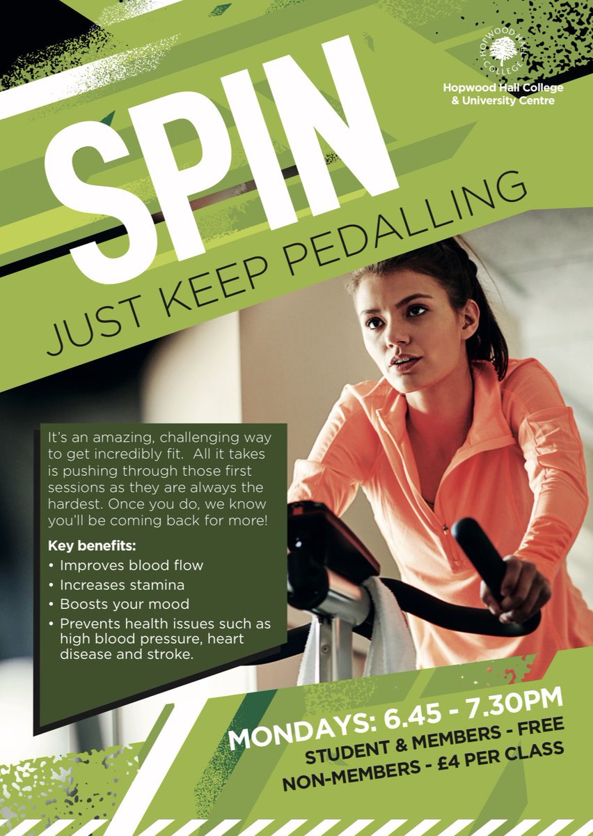 The countdown continues to our new timetable starting on Monday….

Join us for Spin, a great way to burn those calories and increase your fitness levels! 💪🏻

FREE for members, staff and students 
£4 for non-members