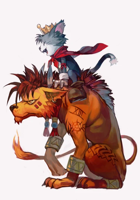 Fan art | Final Fantasy VII - Red XIII and Cait   