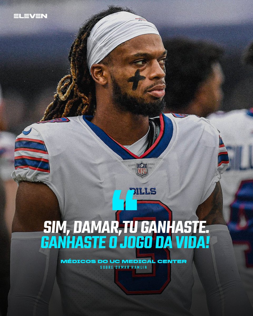 DAZNPortugal's tweet photo. Damar Hamlin já acordou, e a primeira pergunta que fez aos médicos foi se tinham ganho o jogo 🥺

Força, craque! 

#NFLELEVEN https://t.co/ETBwhoWM5k