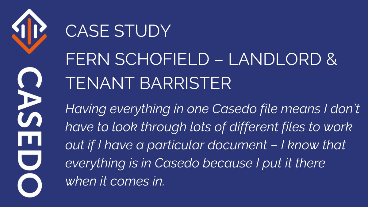 CasedoApp's tweet photo. Casedo Case Study: Real Property & Landlord and Tenant law. Better workflow with Casedo. Fern Schofield @FalconChambers1 shares how Casedo has helped shape her practice. https://t.co/BfljnYAzCu #law #paperless #barrister #ebundle #ebrief #RealProperty #LandlordTenantLaw https://t.co/t98P2Pm2OA