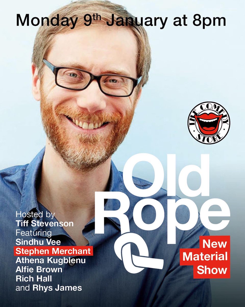 Old Rope - New Material - book now before we realise it’s too cheap for this star-studded line up! 

thecomedystore.co.uk 

@tiffstevenson @StephenMerchant @sindhuvfunny