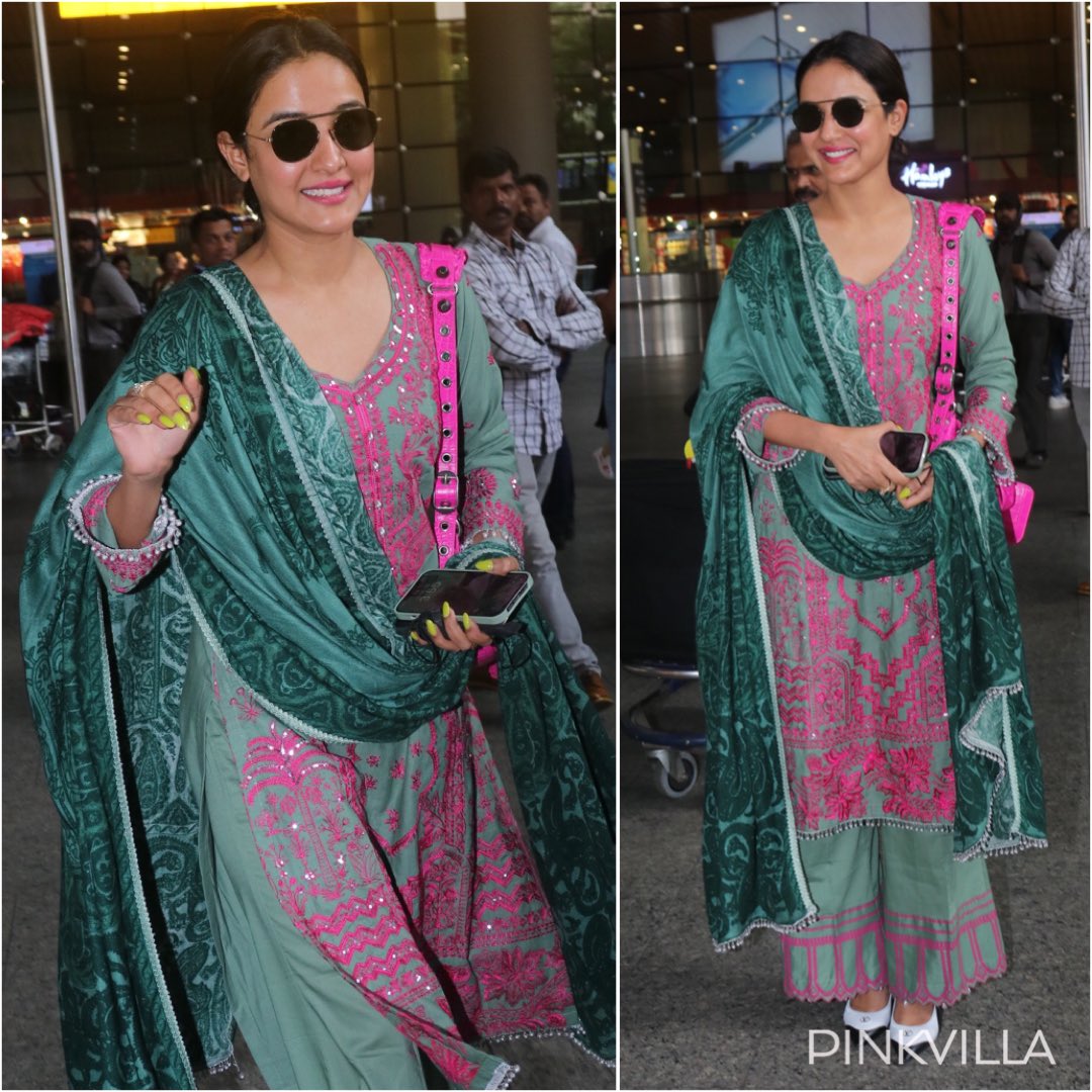 Guess who decided to show up like a DESI QUEEN at the airport! 😍 #JasminBhasin