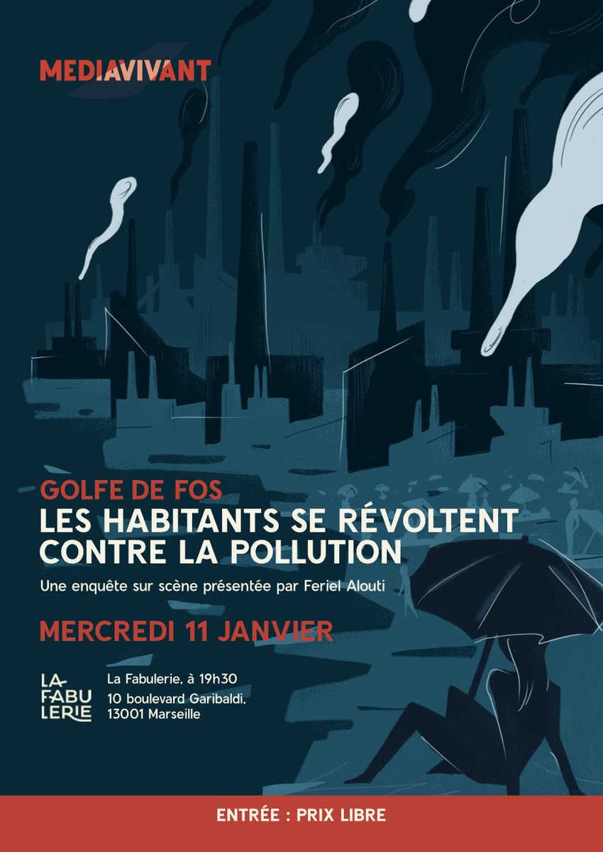 Rendez-vous mercredi pour notre prochaine enquête sur scène : Golfe de Fos, les habitant.e.s se révoltent contre la pollution.
Une enquête de <a href="/FerielAlouti/">ferielalouti.bsky.social</a> :
➡️ mediavivant.fr/evenements-110…
