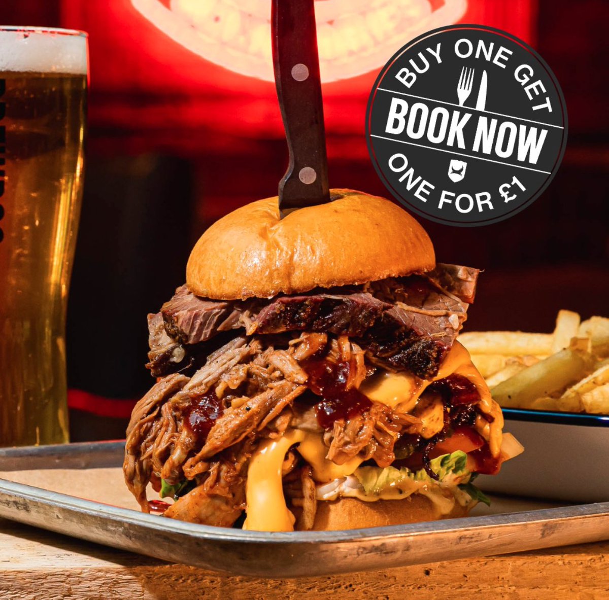 Buy one, get one for just £1!🤩 Available all through January, grab a mate and get them one of our delicious burgers for just a £1!🤤 Or just have two for yourself😉 #brewdogbradford #bradfordbar #burgerdeals