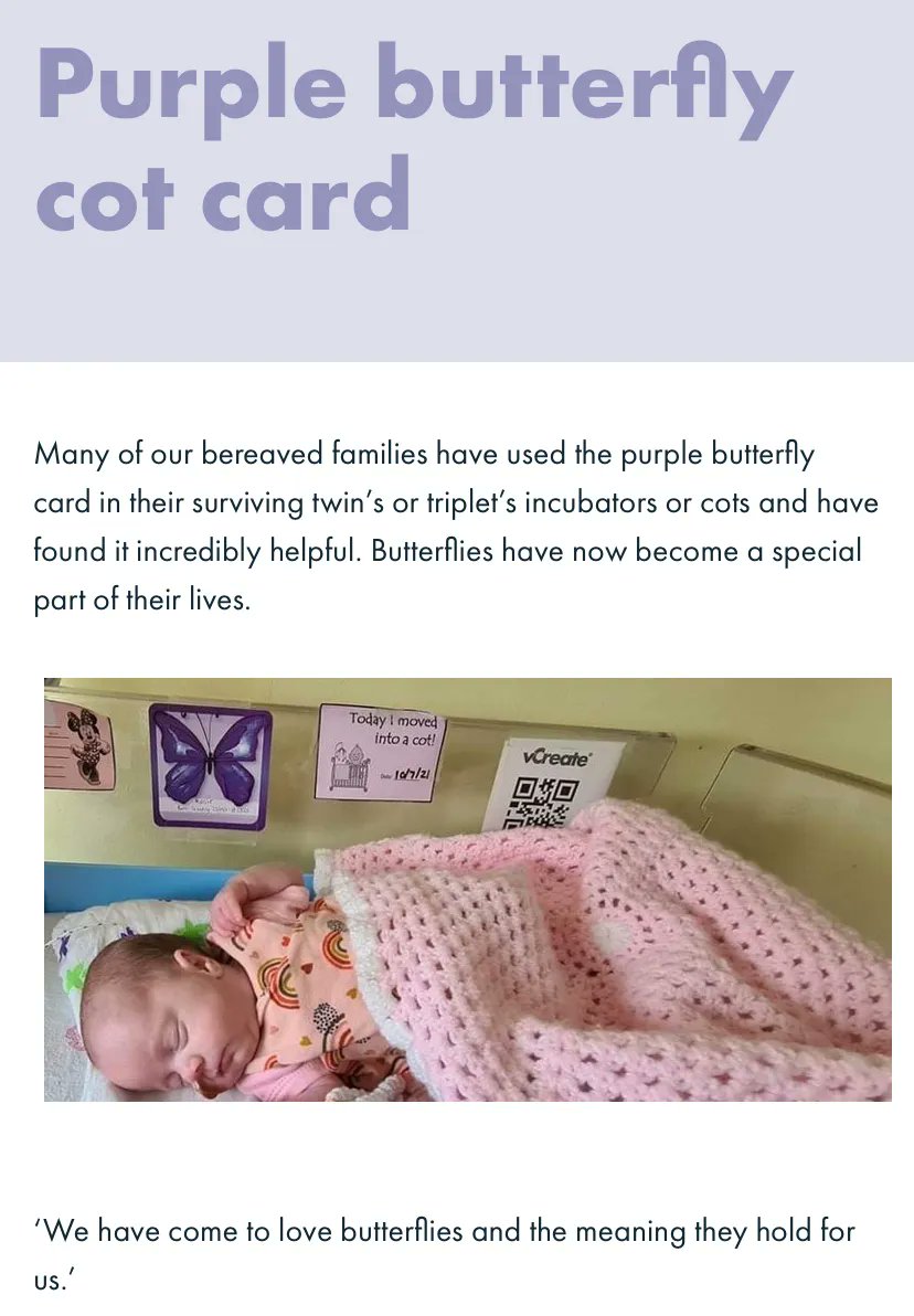 Twins Trust Bereavement Service (@twinstrustbsg) on Twitter photo You can find out more about <a href="/TheSkyeHighFdn/">TheSkyeHighFoundation</a> and the Butterfly Project led by <a href="/NeoResearch_Net/">Nick Embleton ๐ฆ๐คฑ๐๐๐๐ฉบ๐ฌ๐งช</a> on our website buff.ly/30YqhIi
โHaving Rosie's name on the butterfly has been helpful because the nurses use her name rather than just Poppyโs twin.โ
<a href="/TwinsTrust/">Twins Trust</a> #twinloss You can find out more about <a href="/TheSkyeHighFdn/">TheSkyeHighFoundation</a> and the Butterfly Project led by <a href="/NeoResearch_Net/">Nick Embleton ๐ฆ๐คฑ๐๐๐๐ฉบ๐ฌ๐งช</a> on our website buff.ly/30YqhIi
โHaving Rosie's name on the butterfly has been helpful because the nurses use her name rather than just Poppyโs twin.โ
<a href="/TwinsTrust/">Twins Trust</a> #twinloss