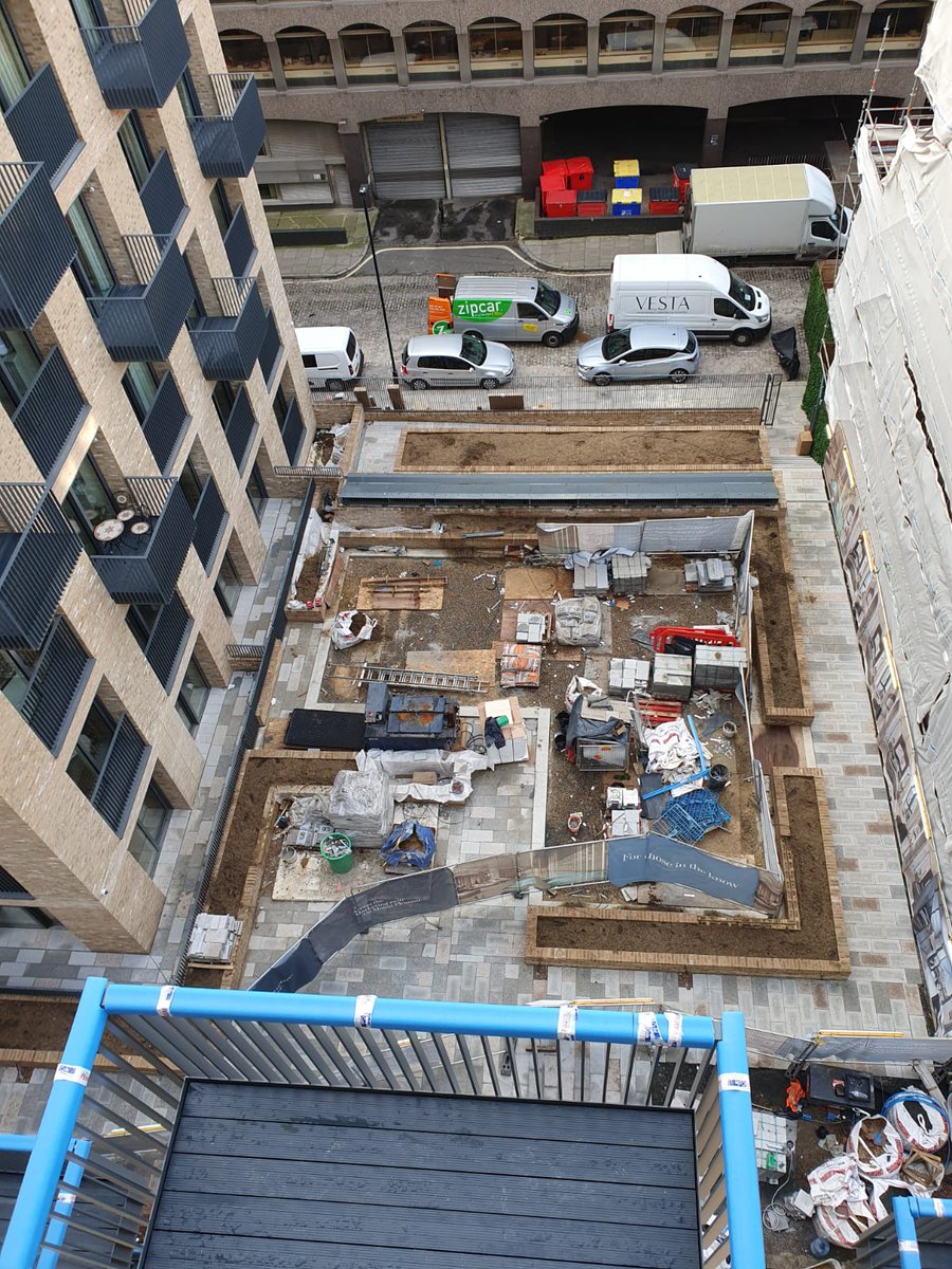 fullerandthomas's tweet photo. Progress at Mount Pleasant Podium works for EGR. #fullerandthomas #loveconstruction #constructlondon #podiumworks #paving #planters #greenroofsforhealthycities #greenroof #progress https://t.co/C1sqape34C